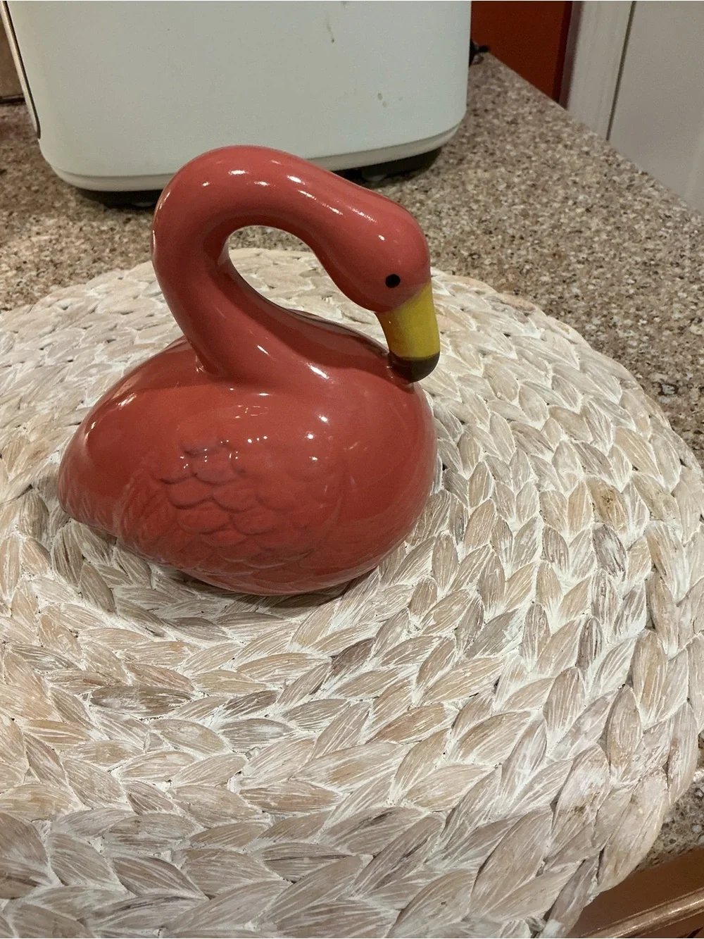 Coral Ceramic Flamingo Figurine - HOLDS scrub Pad. Or Soap